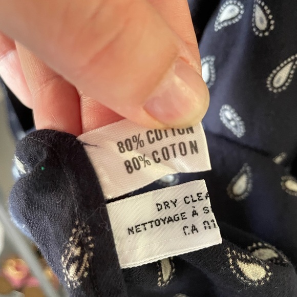 Ports Vintage Lg Sleeve Paisley Cotton + Wool Blouse Navy White Gray Sz 6 - Picture 8 of 12